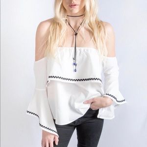 Strapless Bell Sleeve Blouse